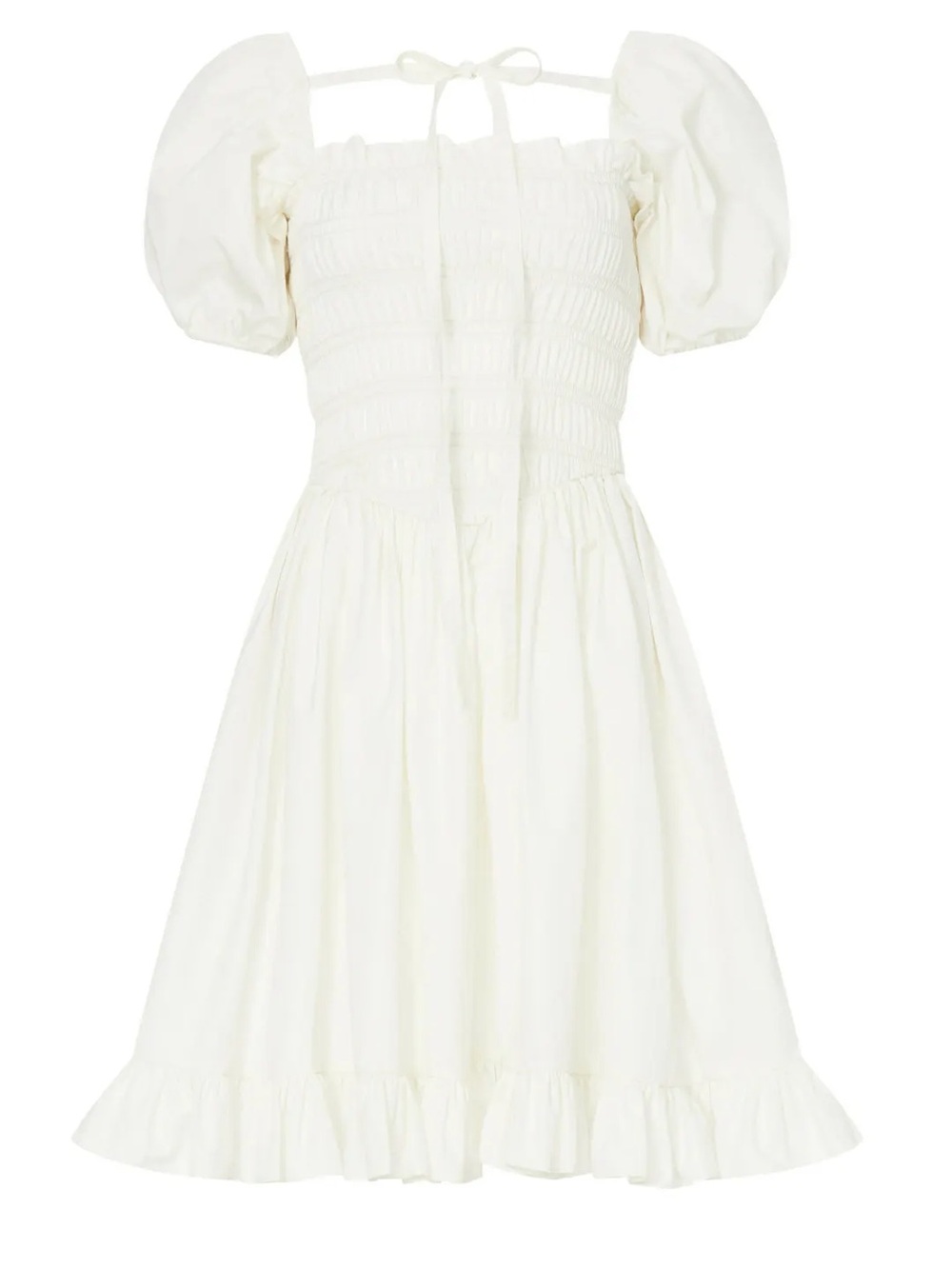 Sandy Liang White Puff-Sleeve Mini Dress - Picture 2 of 10